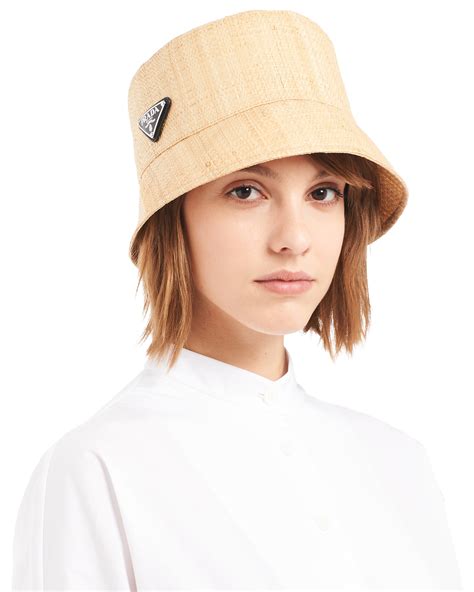 straw hat prada|Prada fluffy bucket hat.